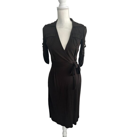 DIANE VON FURSTENBERG DVF Brown Signature Wrap Dress Size 2 - Picture 7 of 8